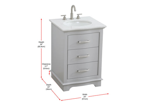 Elegant Lighting Knox Vanity Cabinet 24 Inch W x 22 Inch D x 34 Inch H grey Model: VF10224GR
