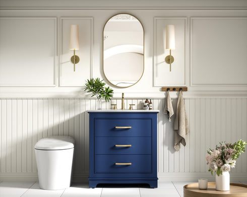 Elegant Lighting Knox Vanity Cabinet 30 Inch W x 22 Inch D x 34 Inch H blue Model: VF10230BL