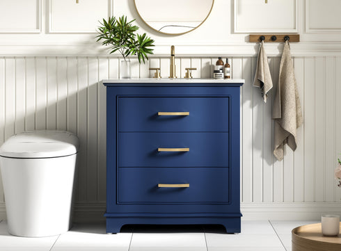 Elegant Lighting Knox Vanity Cabinet 30 Inch W x 22 Inch D x 34 Inch H blue Model: VF10230BL