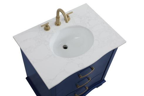 Elegant Lighting Knox Vanity Cabinet 30 Inch W x 22 Inch D x 34 Inch H blue Model: VF10230BL