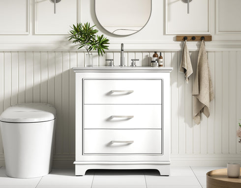 Elegant Lighting Knox Vanity Cabinet 30 Inch W x 22 Inch D x 34 Inch H white Model: VF10230WH