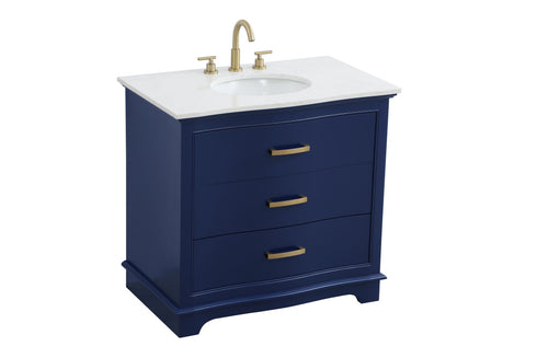 Elegant Lighting Knox Vanity Cabinet 36 Inch W x 22 Inch D x 34 Inch H blue Model: VF10236BL