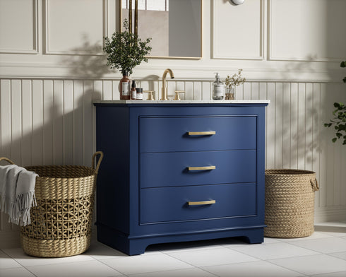 Elegant Lighting Knox Vanity Cabinet 36 Inch W x 22 Inch D x 34 Inch H blue Model: VF10236BL