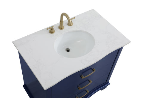 Elegant Lighting Knox Vanity Cabinet 36 Inch W x 22 Inch D x 34 Inch H blue Model: VF10236BL