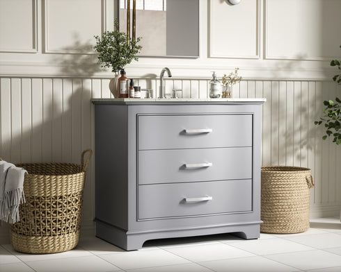 Elegant Lighting Knox Vanity Cabinet 36 Inch W x 22 Inch D x 34 Inch H grey Model: VF10236GR