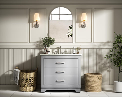 Elegant Lighting Knox Vanity Cabinet 36 Inch W x 22 Inch D x 34 Inch H grey Model: VF10236GR
