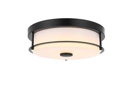 Elegant Lighting Kolson 1 Light Flush Mount D12 Inch H4 Inch LED 18 Watt 3CCT in Black Model: LD304F12BK