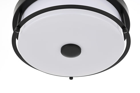 Elegant Lighting Kolson 1 Light Flush Mount D12 Inch H4 Inch LED 18 Watt 3CCT in Black Model: LD304F12BK
