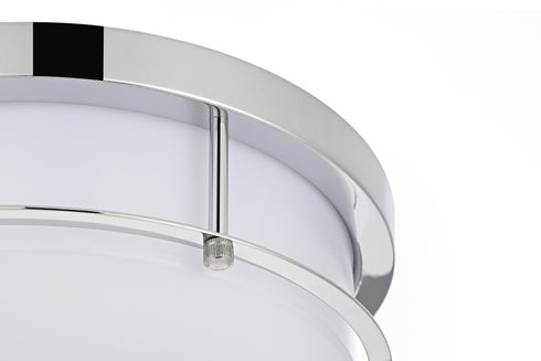 Elegant Lighting Kolson 1 Light Flush Mount D12 Inch H4 Inch LED 18 Watt 3CCT in Chrome Model: LD304F12C