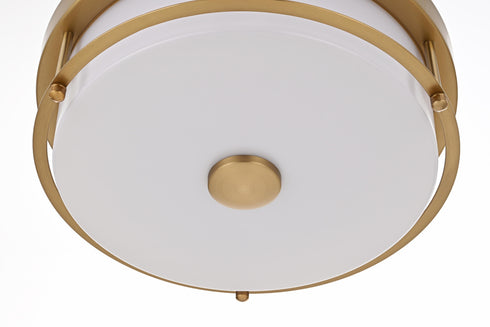 Elegant Lighting Kolson 1 Light Flush Mount D12 Inch H4 Inch LED 18 Watt 3CCT in Satin Gold Model: LD304F12SG