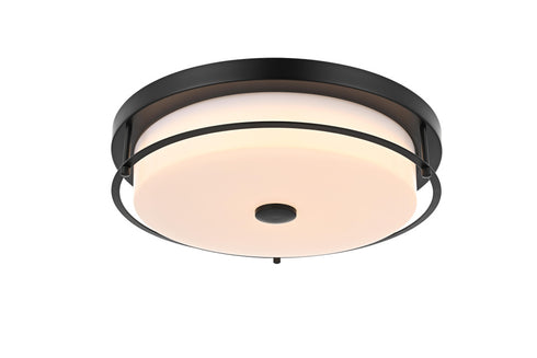 Elegant Lighting Kolson 1 Light Flush Mount D16 Inch H4 Inch LED 24 Watt 3CCT in Black Model: LD304F16BK