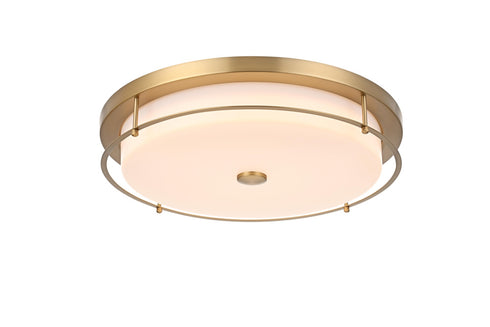 Elegant Lighting Kolson 1 Light Flush Mount D20 Inch H4 Inch LED 24 Watt 3CCT in Satin Gold Model: LD304F20SG