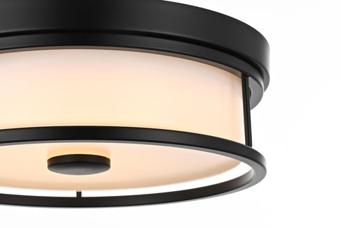 Elegant Lighting Kolson Flush Mount D12 Inch H4 Inch LED 18 Watt 3CCT in Black Model: LD305F12BK