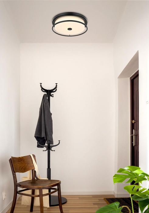 Elegant Lighting Kolson Flush Mount D16 Inch H4 Inch LED 24 Watt 3CCT in Black Model: LD305F16BK