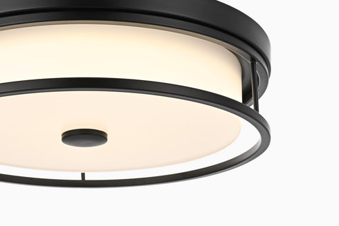 Elegant Lighting Kolson Flush Mount D16 Inch H4 Inch LED 24 Watt 3CCT in Black Model: LD305F16BK