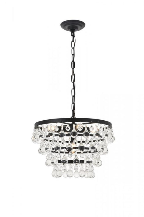 Elegant Lighting Kora 5 light Black Pendant in Black and Clear Finish Model: LD5016D17BK