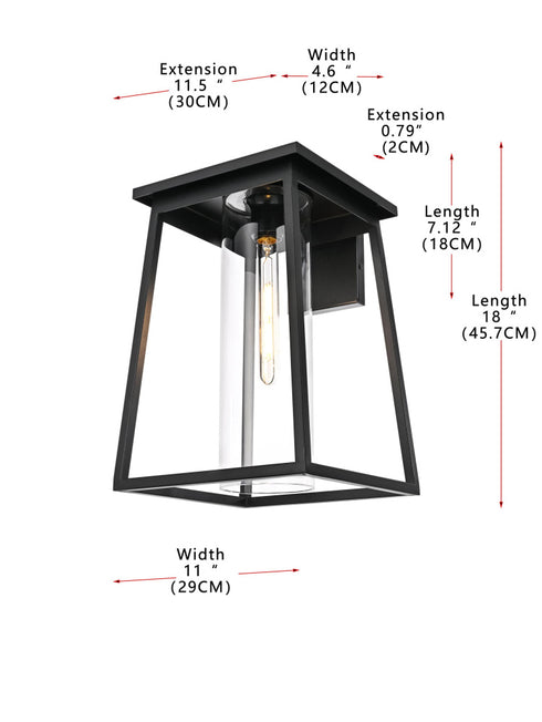 Elegant Lighting Lambert 1 Light Wall sconce W11 Inch E11.5 Inch H18 Inch L1 in Black (1Box) Model: OD346W18BK