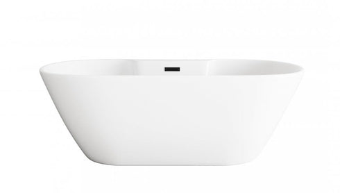 Elegant Lighting Landon 67 inch Bathtub in Glossy White with Brushed Gold Trim Model: BT30567GW-BGD