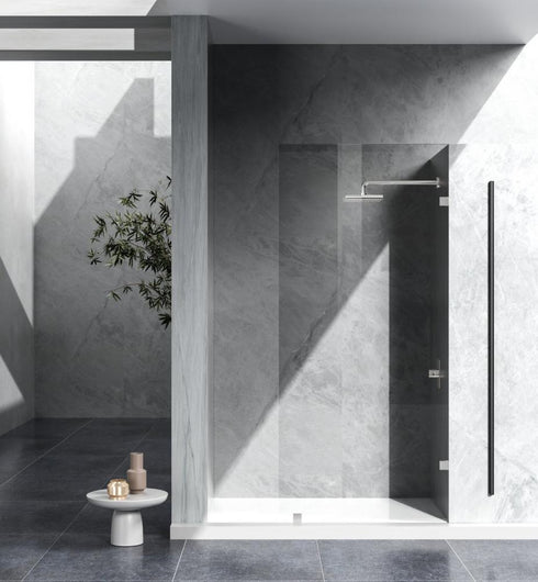 Elegant Lighting Laredo Fixed Frameless Shower Door 35x78 in Brushed Gold Model: SD155-3578BGD