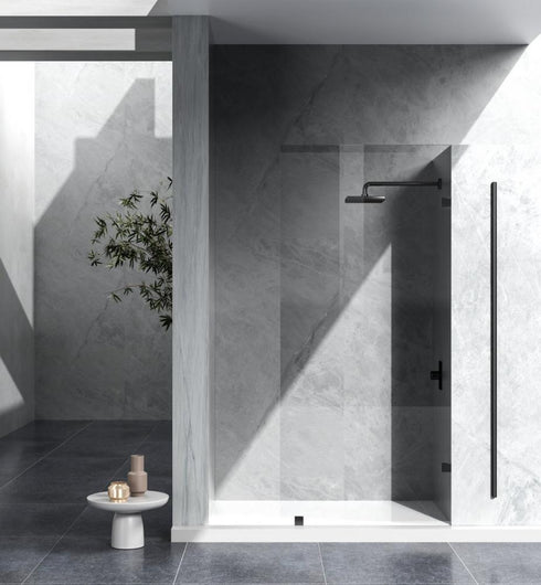 Elegant Lighting Laredo Fixed Frameless Shower Door 35x78 in Brushed Gold Model: SD155-3578BGD