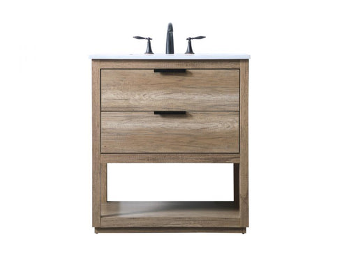 Elegant Lighting Larkin 30 Inch Single Bathroom Vanity in Natural Oak Model: VF19230NT