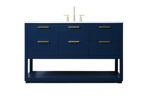 Elegant Lighting Larkin 54 Inch Single Bathroom Vanity in Blue Model: VF19254BL