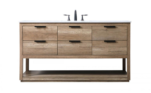 Elegant Lighting Larkin 60 Inch Double Bathroom Vanity in Natural Oak Model: VF19260DNT