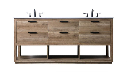 Elegant Lighting Larkin 72 Inch Double Bathroom Vanity in Natural Oak Model: VF19272DNT