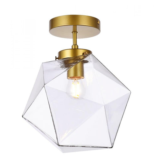 Elegant Lighting Lawrence 1 light black and clear glass flush mount Model: LD2346BK