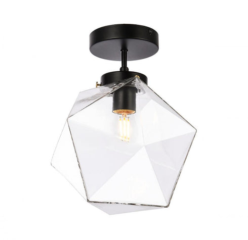 Elegant Lighting Lawrence 1 light black and clear glass flush mount Model: LD2346BK
