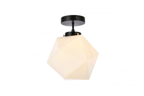 Elegant Lighting Lawrence 1 light black and white glass flush mount Model: LD2347BK