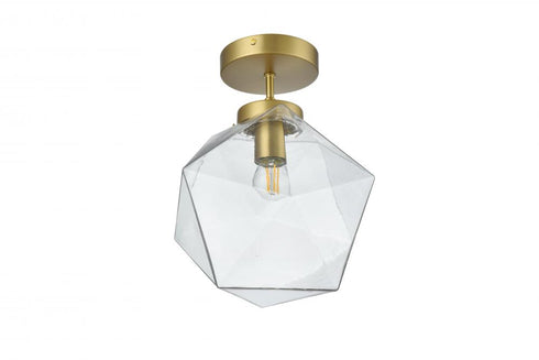 Elegant Lighting Lawrence 10 inch Flush Mount Clear Shade in Satin Gold in Satin Gold and Clear Finish Model: LD2346SG