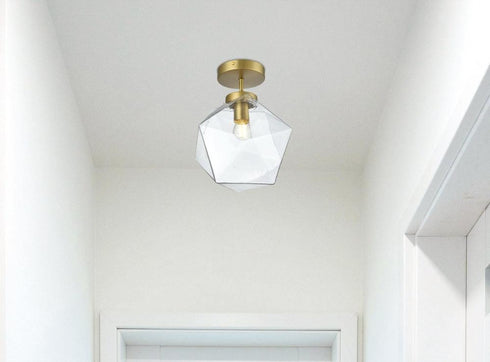 Elegant Lighting Lawrence 10 inch Flush Mount Clear Shade in Satin Gold in Satin Gold and Clear Finish Model: LD2346SG