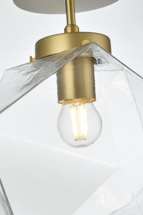 Elegant Lighting Lawrence 10 inch Flush Mount Clear Shade in Satin Gold in Satin Gold and Clear Finish Model: LD2346SG