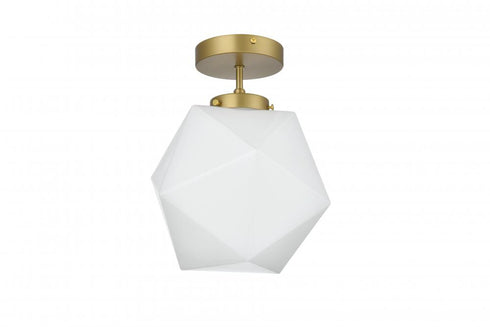 Elegant Lighting Lawrence 10 inch Flush Mount Frosted White Shade in Satin Gold in Satin Gold and Frosted White Finish Model: LD2347SG
