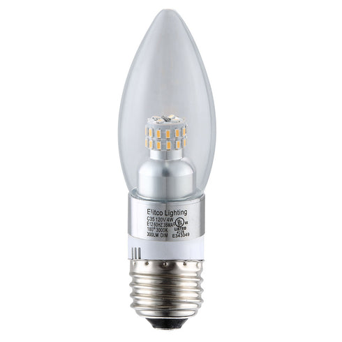 Elegant Lighting LED S30C35 120V 4 Watt 3000K 300 Lumen E12 DIM Model: E12SB-4-D-30-C