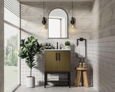 Elegant Lighting Lennox Vanity Cabinet 2Dr 24 Inch x22 Inch x34 Inch in Chestnut Brown Model: VF60724MCB