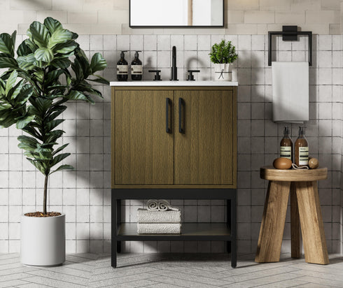 Elegant Lighting Lennox Vanity Cabinet 2Dr 24 Inch x22 Inch x34 Inch in Chestnut Brown Model: VF60724MCB