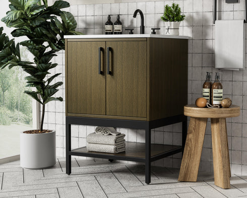 Elegant Lighting Lennox Vanity Cabinet 2Dr 24 Inch x22 Inch x34 Inch in Chestnut Brown Model: VF60724MCB