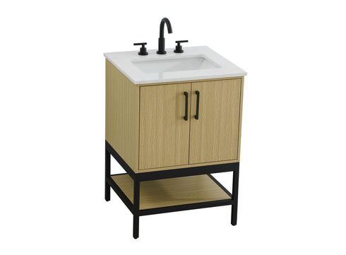 Elegant Lighting Lennox Vanity Cabinet 2Dr 24 Inch x22 Inch x34 Inch in Honey Brown Model: VF60724MHB