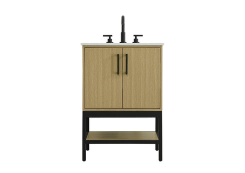 Elegant Lighting Lennox Vanity Cabinet 2Dr 24 Inch x22 Inch x34 Inch in Honey Brown Model: VF60724MHB