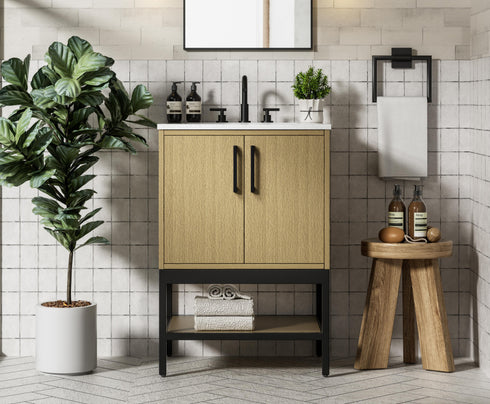 Elegant Lighting Lennox Vanity Cabinet 2Dr 24 Inch x22 Inch x34 Inch in Honey Brown Model: VF60724MHB