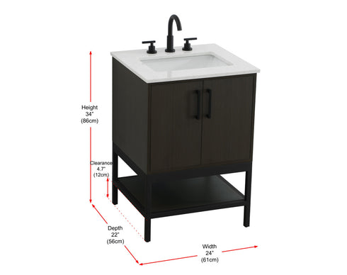Elegant Lighting Lennox Vanity Cabinet 2Dr 24 Inch x22 Inch x34 Inch in Mocha Brown Model: VF60724MMB