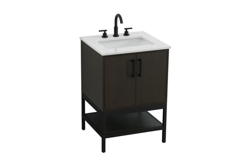 Elegant Lighting Lennox Vanity Cabinet 2Dr 24 Inch x22 Inch x34 Inch in Mocha Brown Model: VF60724MMB
