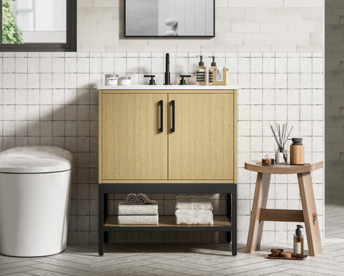Elegant Lighting Lennox Vanity Cabinet 2Dr 30 Inch x22 Inch x34 Inch in Honey Brown Model: VF60730MHB