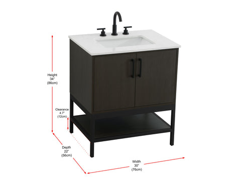 Elegant Lighting Lennox Vanity Cabinet 2Dr 30 Inch x22 Inch x34 Inch in Mocha Brown Model: VF60730MMB