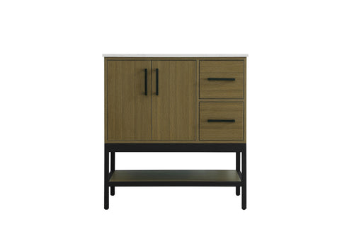 Elegant Lighting Lennox Vanity Cabinet 2Dr2Dw 32 Inch x22 Inch x34 Inch in Chestnut Brown Model: VF60732MCB