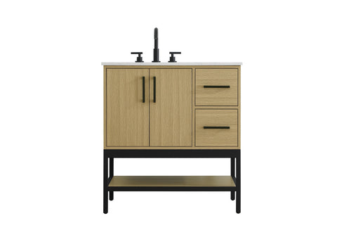 Elegant Lighting Lennox Vanity Cabinet 2Dr2Dw 32 Inch x22 Inch x34 Inch in Honey Brown Model: VF60732MHB