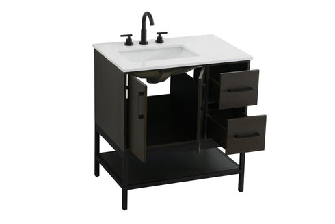 Elegant Lighting Lennox Vanity Cabinet 2Dr2Dw 32 Inch x22 Inch x34 Inch in Mocha Brown Model: VF60732MMB