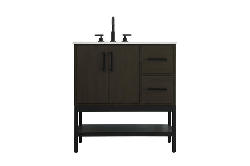 Elegant Lighting Lennox Vanity Cabinet 2Dr2Dw 32 Inch x22 Inch x34 Inch in Mocha Brown Model: VF60732MMB